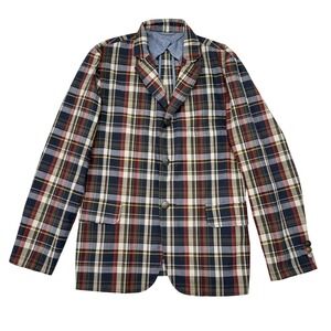 Monitaly Blazer Jacket Mens Size 40 Plaid Sport Coat Preppy Academia Career